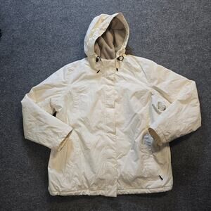LL Bean Jacket Womens Size 1X White Winter Warmer Coat Fleece Lined Zip Capsule